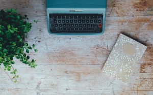 vintage, typewriter, plant